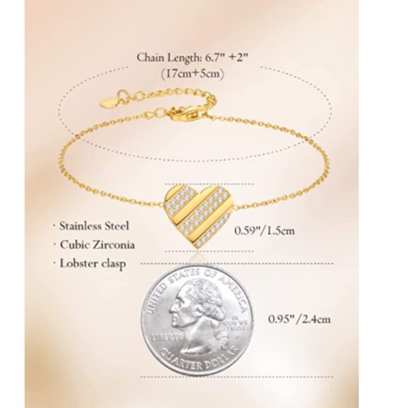 Stainless Steel Adjustable Bracelet with Cubic Zirconia Jewelry Gifts for Girls - Picture 5 of 5